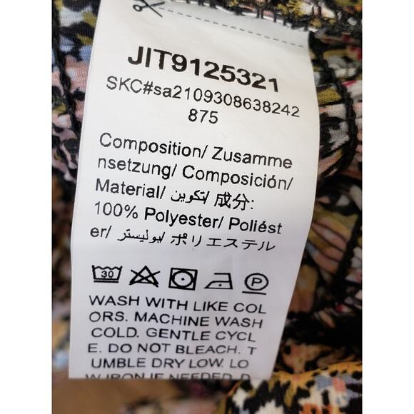 SHEIN Babydoll Dress Womens Large Multi Floral Flare Hem Smocked Deep V Neck - Picture 6 of 13